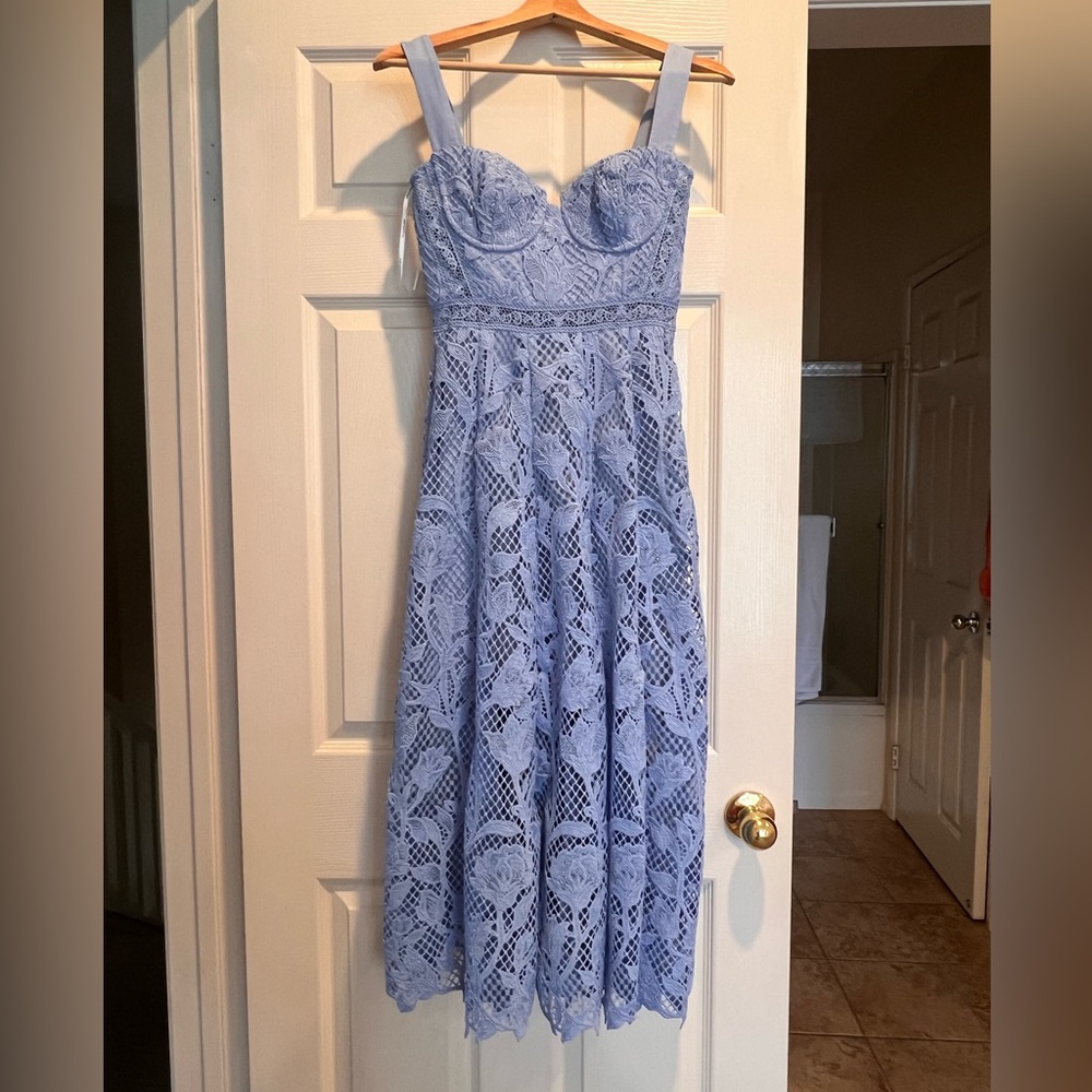 Self-Portrait Light Blue Lace Dress - Picture 4 of 9